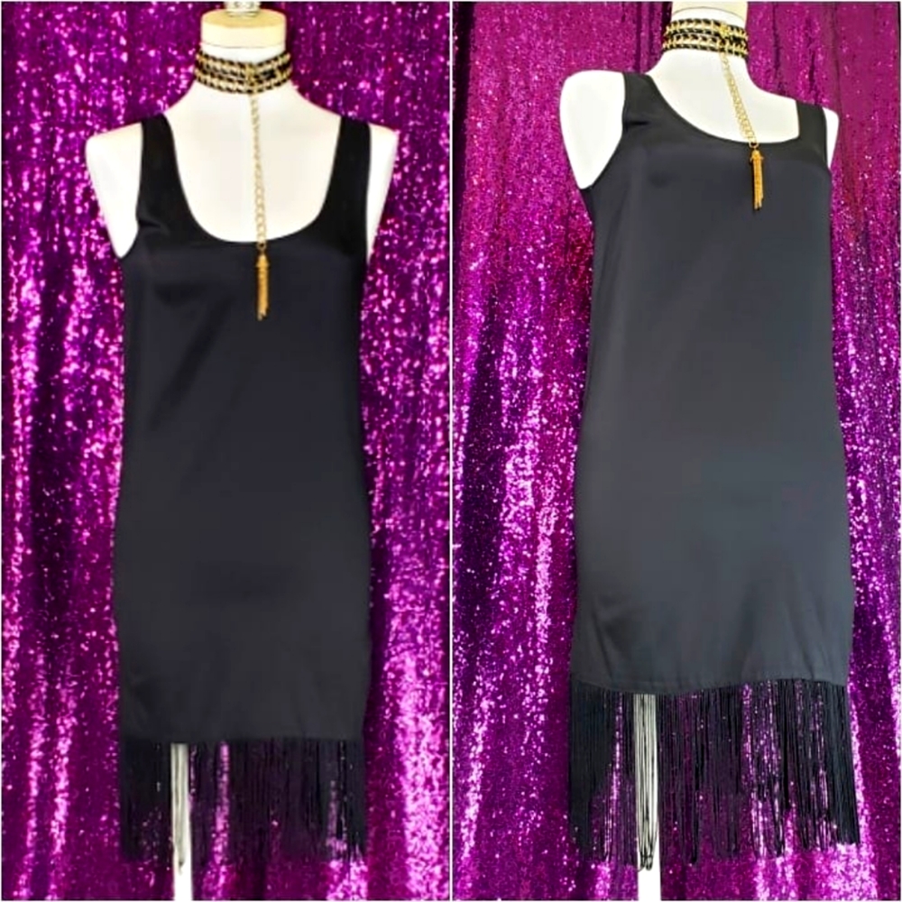 Black fringe Mini Dress